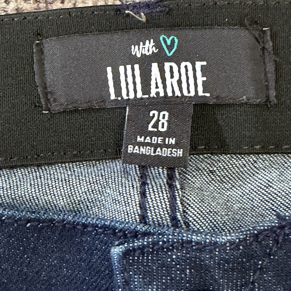 Lularoe High Rise Slim Straight Jean 28 Magic Waist Dark Wash Stretch Cigarette - Picture 5 of 12
